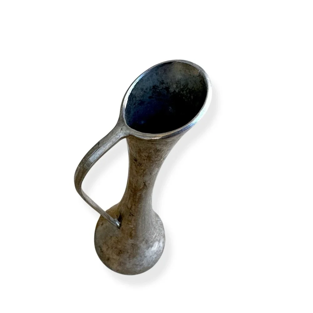 Vintage French Silver Plated Brass‎ Metal Single Bud Vase 7